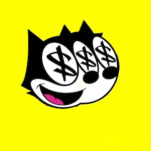 Machine embroidery design. Felix the Cat Dollar sign.