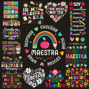 Designs Retro Maestra Word Png, Teacher Life, Teach Love Inspire, Spanish Teacher, Teacher Appreciation Gift, Maestra School