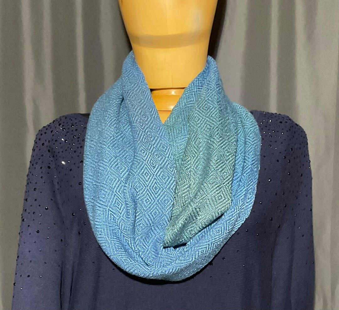 Circular Scarf/ Cowl Can Be Doubled Handwoven Hand Dyed Tencel, Machine