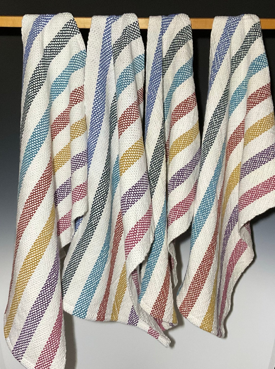 Rigid Heddle Loom Weaving Towels 18 Inches 8 Dent Reed Stripes on White