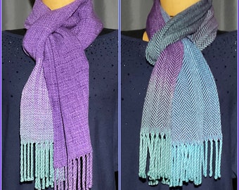 Scarf Handwoven Hand Dyed Bamboo rayon - sold separately two choices Machine wash/dry