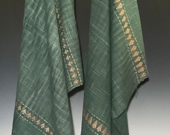 Towel or Small Table runner- Hand Woven Green trees, Sold separately