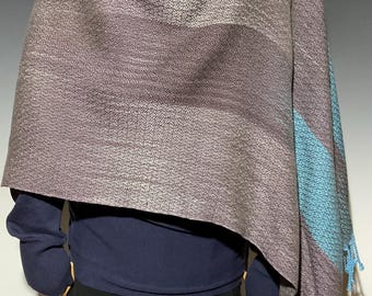 Poncho Shawl Handwoven Hand Dyed Tencel Cotton
