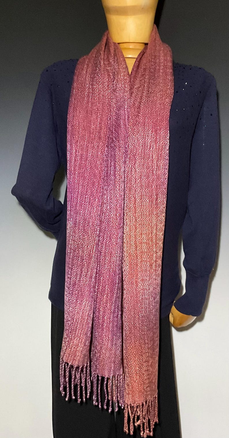 Poncho Shawl Handwoven Hand Dyed Tencel afbeelding 5