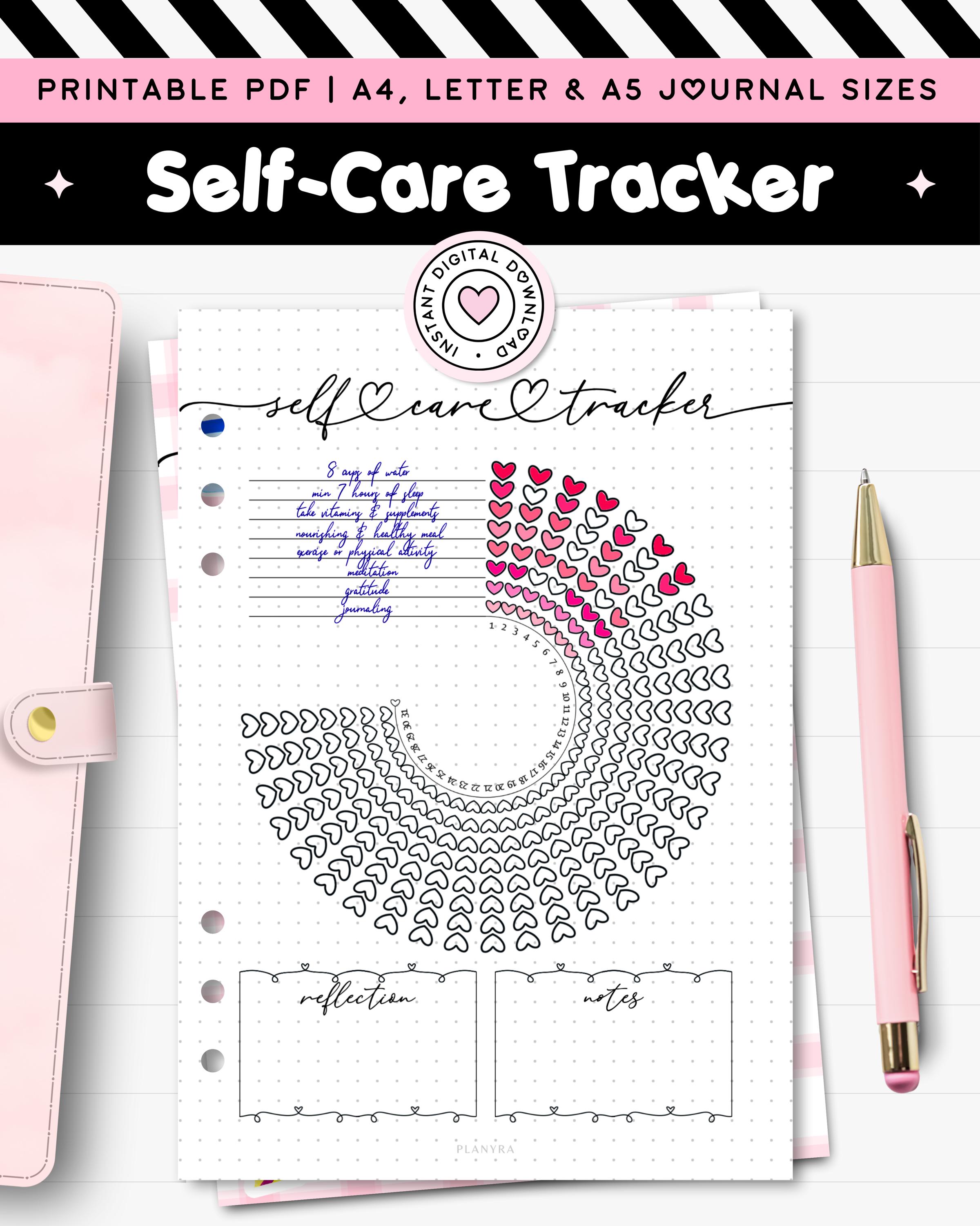 Self Care Tracker Printable Journal A5 Wellness Planner Insert Monthly ...