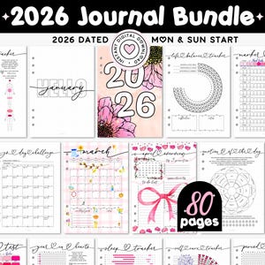 DATED 2026 Journal Bundle A5 Planner Insert Premade Bujo Page Year in Pixel Template Monthly Log Yearly Tracker SelfCare Health Productivity