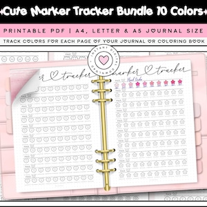 Marker Tracker Printable Bullet Journal Page, A4 A5 Planner Template Blank Color Key Swatch Test, Track Colour Chart Bundle, Reference Sheet
