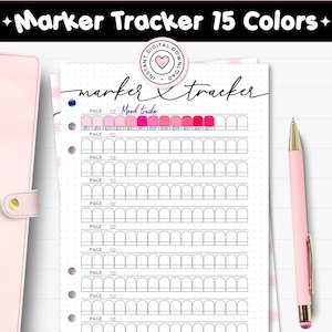 Marker Tracker Printable Page Journal A4 & A5 Planner Blank Color Key Template Gel Pen Swatch Test Track Pencil Colour Chart Reference Sheet