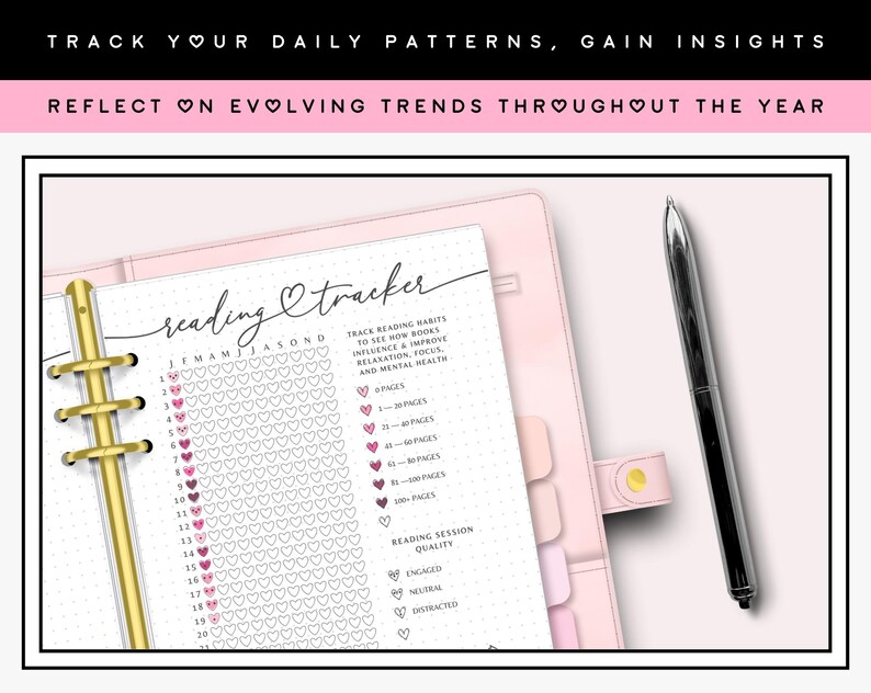 Reading Tracker Printable Journal A5 Planner Insert Yearly Book Log ...