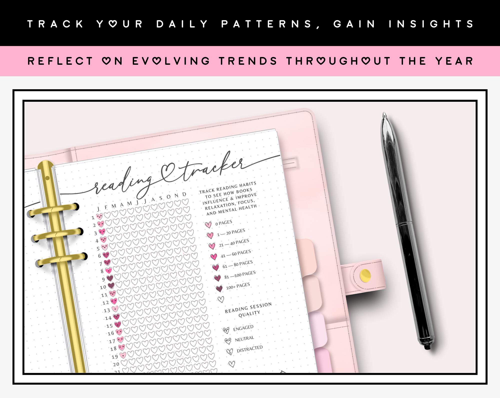Pages Read Record Reading Tracker Printable Journal A5 Planner Insert Yearly Book Log ...