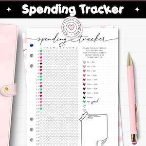 Uitgaventracker Afdrukbaar dagboek A5-budgetplanner invoegen Jaarlijks bestedingslogboek Dagelijkse onkostenlogboek Financiën bijhoudblad Budgettering