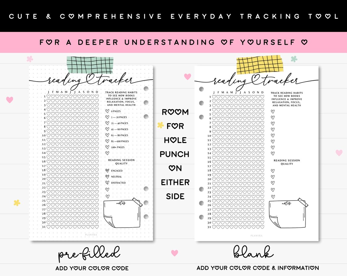 Tracker Reader Cards Reading Tracker Printable Journal A5 Planner Insert Yearly Book Log ...