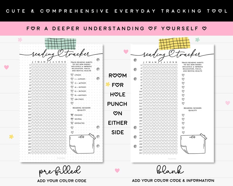 Reading Tracker Printable Journal A5 Planner Insert Yearly Book Log ...