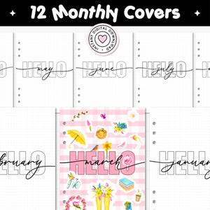 Paquete de portada mensual, inserto de agenda imprimible A5, portada minimalista, separador mensual Bujo, boceto A4 y un acogedor PDF de bullet journaling.