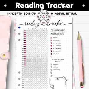 Reading Tracker Printable Journal A5 Planner Insert Yearly Book Log Daily Pages Read Record Bookish Goal Reading Habit Tracking Reader Chart