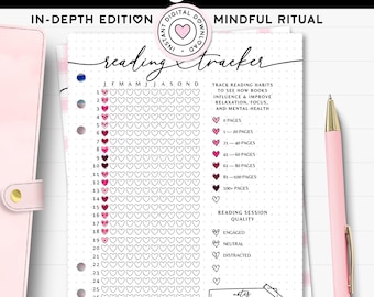 Reading Tracker Printable Journal A5 Planner Insert Yearly Book Log Daily Pages Read Record Bookish Goal Reading Habit Tracking Reader Chart