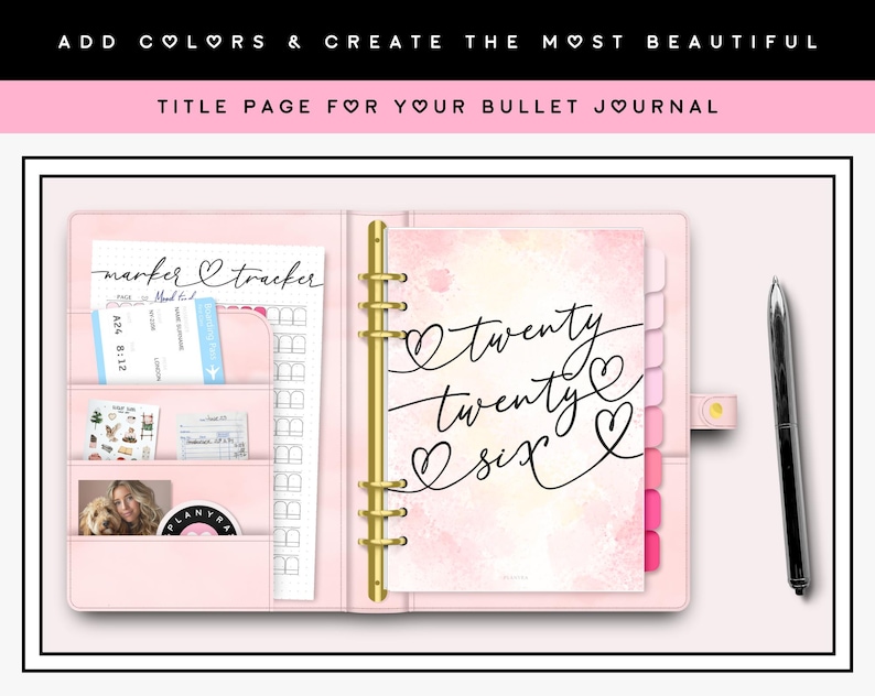 2026 Cover for Printable Journal, A4 A5 Planner Title Page, Custom Bujo ...