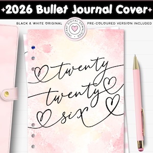 Portada para diario imprimible 2026, portada para agenda A4/A5, portada personalizada para Bujo (PDF), linda carpeta minimalista con separadores, página para colorear acogedora.