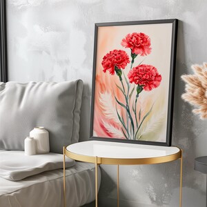 Carnation Watercolor Art - Digital Download Printable Wall Art | Flower Digital Art Prints | Botanical Wall Decor | Modern Floral Decor