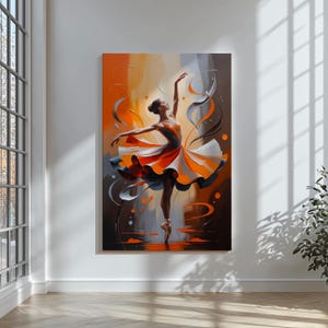 Abstract Ballerina Art, Ballet Wall Decor, Modern Dance Painting, Elegant Printable Artwork, Studio Dance Decoration, Home Art, Dance School