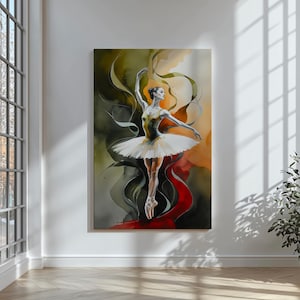 Abstrakte Ballerina Kunstdruck: Elegantes Tanz-Studio als Deko (Digitaler Download)