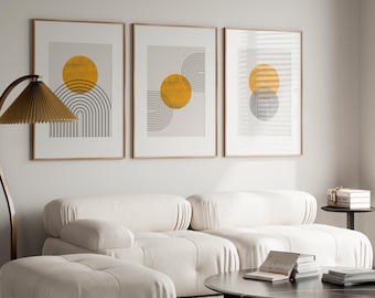 Boho Wand Kunst Set: Mid Century Modern abstrakte Drucke (Digitaler Download)