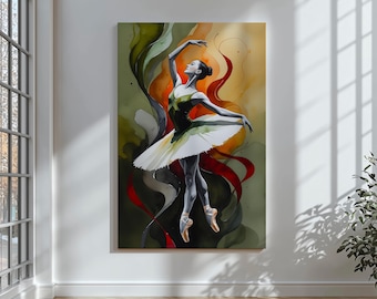 スタジオで踊る女の子のバレリーナの絵画の壁アート デジタル