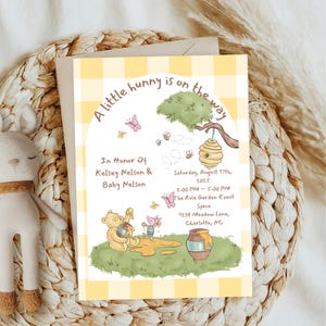 A Little Hunny Is on the Way, Winnie the Pooh Baby Shower Invitation | Editable Baby Shower Invite | Gender Neutral Pooh Bear Printable