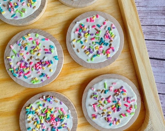 5-Star Bakery Pretend Play Set - Wood Sprinkled Sugar Cookies for Play Kitchen Fun