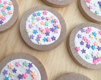 Montessori Toy Play Food/Decoration-Set of pretend fake star sprinkled Unicorn cookies