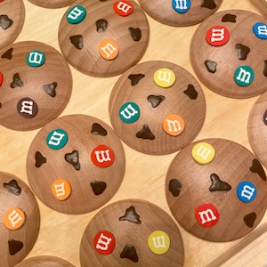 Montessori Toy/Play Food/Play Bakery/Play Kitchen-Set of 6 Wood Chocolate Candy Cookies