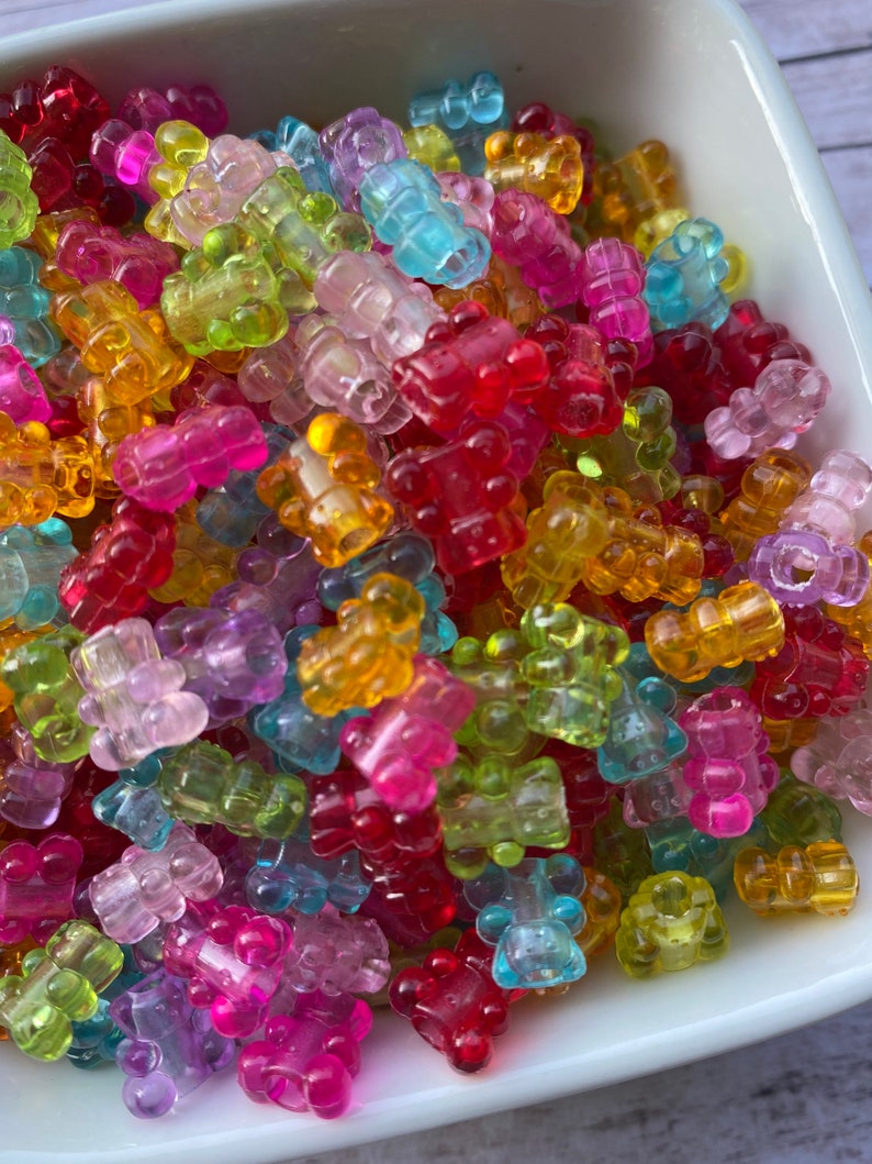 25 Gummy Bear Beads Faux Candy Beads Flatback Flat Candy - Etsy