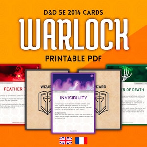 Warlock Spell Cards D&D 5E – Printable PDF – Complete Warlock Spells – EN/FR – Instant Download