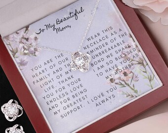 To My Beautiful Mom Necklace, Meaningful Gift for Mother's Day, Birthday Gift for Mom from Daughter, Heartfelt Message Card Jewelry.