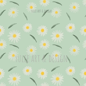 Nicht exklusives Stoffmuster &#39;Shasta Daisy&#39;, nahtloses Muster, Musterdesign, minimalistisch, digitaler Download, Digitaldruck, handgezeichnet