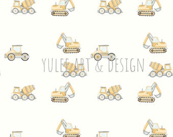 Construction Cars Seamless Pattern, Kids Fabric (Digital Download)