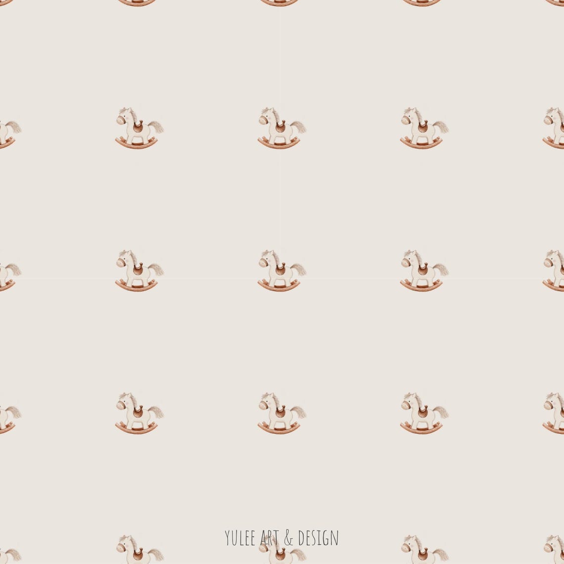 Rocking Horse Seamless Fabric Pattern, Minimalist Design (digital ...
