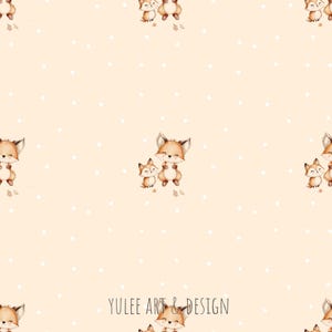 Nicht exklusives Stoffmuster &#39;little happy füchs&#39;, süßer Pudel, nahtloses Muster, Musterdesign, minimalistisch