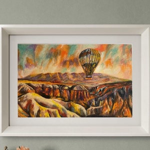 Original Oil Pastel Painting, &#39;Cappadocia&#39;, 2024. Landscape Impressionism Ready to Ship Wall art by Duygu