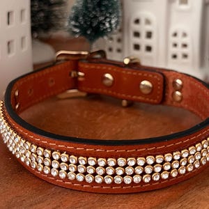 Leather Dog Collar / Rhinestones / Gold Hardware / Silver Hardware / Luxury / Bling / Dog Gift / Unique /