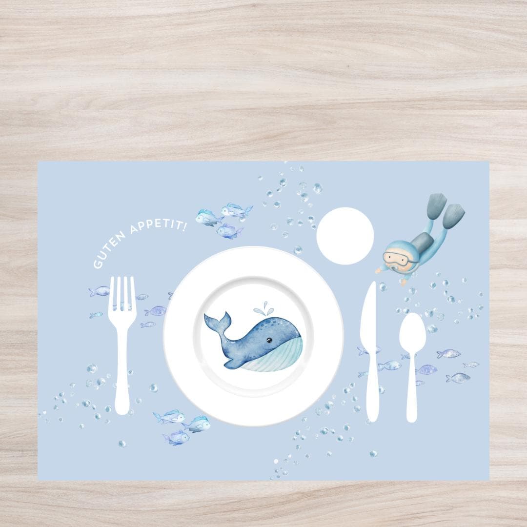 Children's Placemats Montessori Placemats Placemats Whale Design