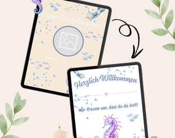 Portfolio Starter Set Seahorse Motif Orange | Daycare & Nursery Portfolio Templates | Printable Welcome Folder for Children | Underwater Design