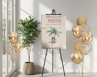 Pirate Birthday Welcome Sign | Party Decoration | Entrance Sign Template (PDF Download)