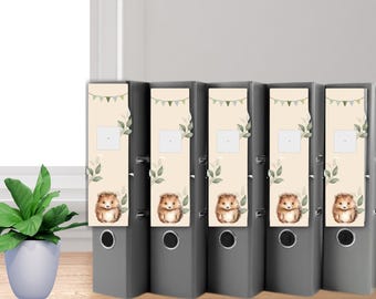 Binder spine template Little Hedgehog • Printable decorative labels • Digital PDF to print • Binder labels nature design for school & office