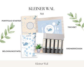 Whale Set | Binder Spine | Starter Set | Placemat | Reward Chart | Table Sayings (Sea)