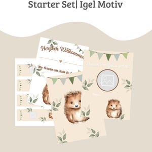 Portfolio starter set Little Hedgehog • Daycare portfolio template PDF • Kindergarten decoration print template • Welcome & labels forest animals motif