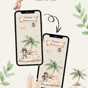 Invitation d'anniversaire pirate • Invitation numérique • Fête pirate PDF à remplir