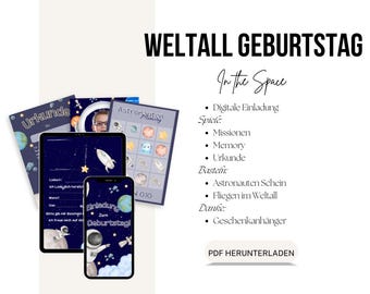 Space Birthday Bundle – Children's Birthday Games & Printable Invitations (PDF)