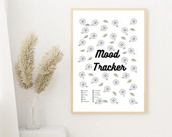 Aesthetic Flower Mood Tracker • Printable Mental Health Planner • Self Care Wall Art PDF • Bullet Journal Insert