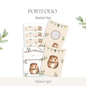Portfolio starter set Little Hedgehog • Daycare portfolio template PDF • Kindergarten decoration print template • Welcome & labels forest animals motif